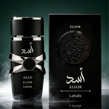 Lattafa Asad Elixir 3.4 Fl Oz 100ml Men's Eau De Parfum Intense Woody Cedarwood Aromatic Scent Creamy Amber Vanilla Long Wear Vaporisateur Perfume Birthday Gift For Guys