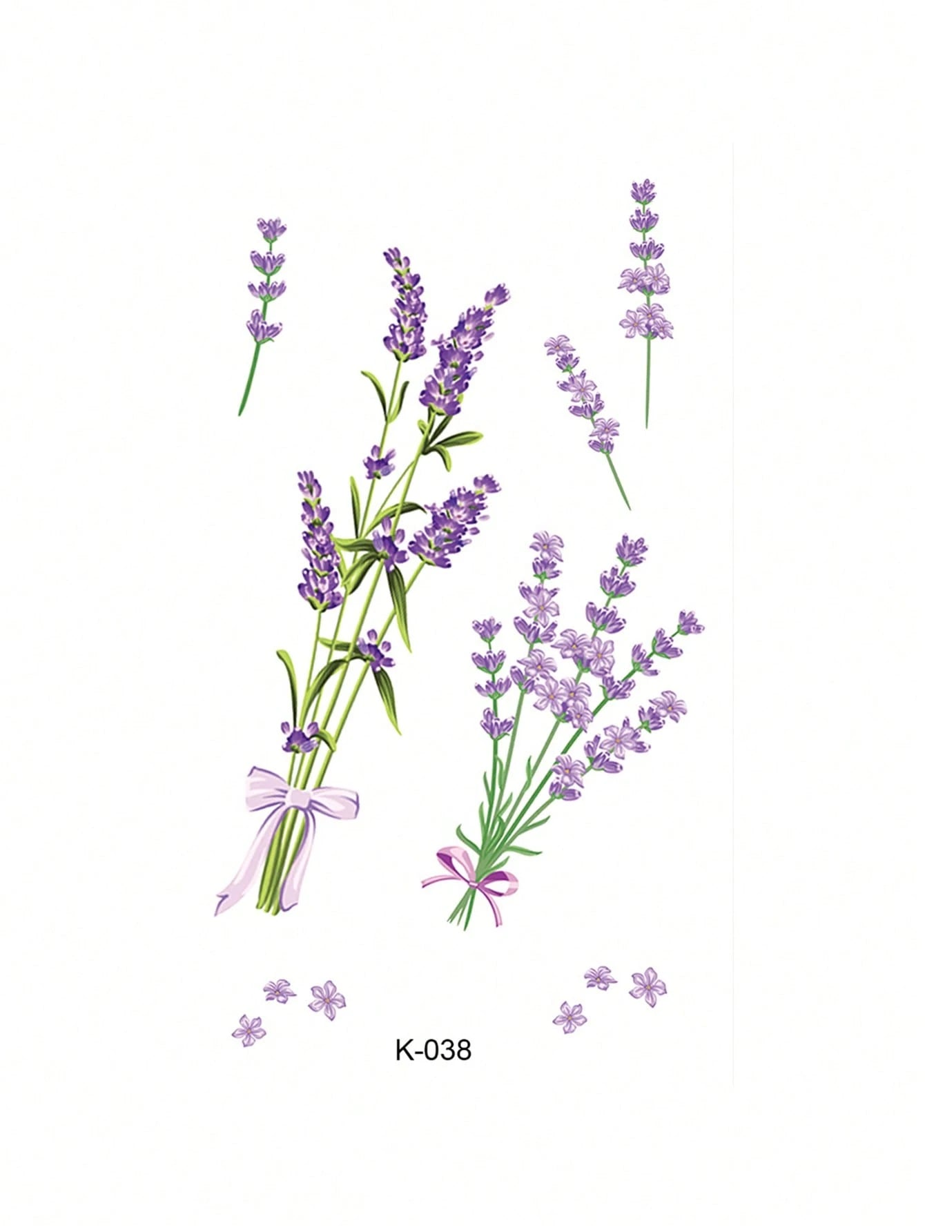 Lavender Flower Temporary Tattoos For Women, Romantic Purple Floral Tattoo Stickers, Delicate Botanical Bouquet Design, Aesthetic Fake Tattoos For Arm, Wrist, Ankle, Waterproof Long Lasting Body Art