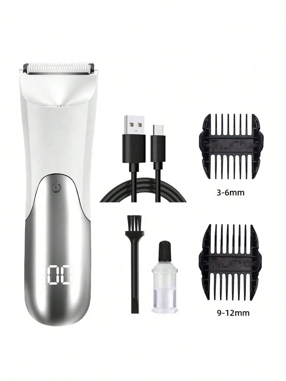 LEATVOOK Men's Electric Hair & Body Trimmer – Skin Ceramic Blade Shaver For Groin, Chest, Back, Legs – Rechargeable Male Hygiene Grooming Tool,Best Valentine's Day Gifts.