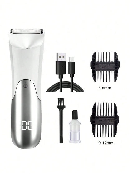 LEATVOOK Men's Electric Hair & Body Trimmer – Skin Ceramic Blade Shaver For Groin, Chest, Back, Legs – Rechargeable Male Hygiene Grooming Tool,Best Valentine's Day Gifts.
