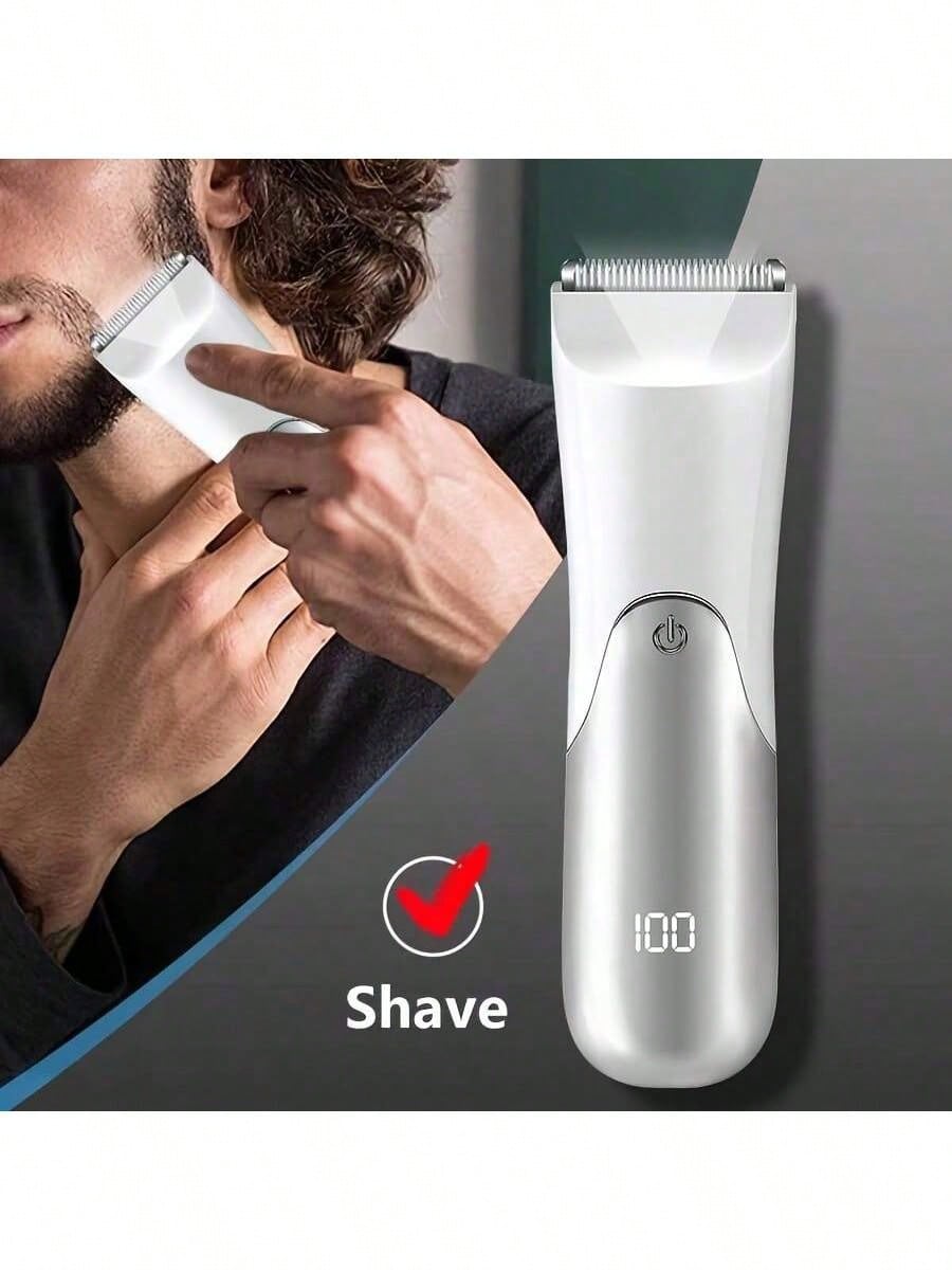 LEATVOOK Men's Electric Hair & Body Trimmer – Skin Ceramic Blade Shaver For Groin, Chest, Back, Legs – Rechargeable Male Hygiene Grooming Tool,Best Valentine's Day Gifts.