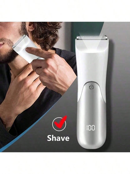 LEATVOOK Men's Electric Hair & Body Trimmer – Skin Ceramic Blade Shaver For Groin, Chest, Back, Legs – Rechargeable Male Hygiene Grooming Tool,Best Valentine's Day Gifts.