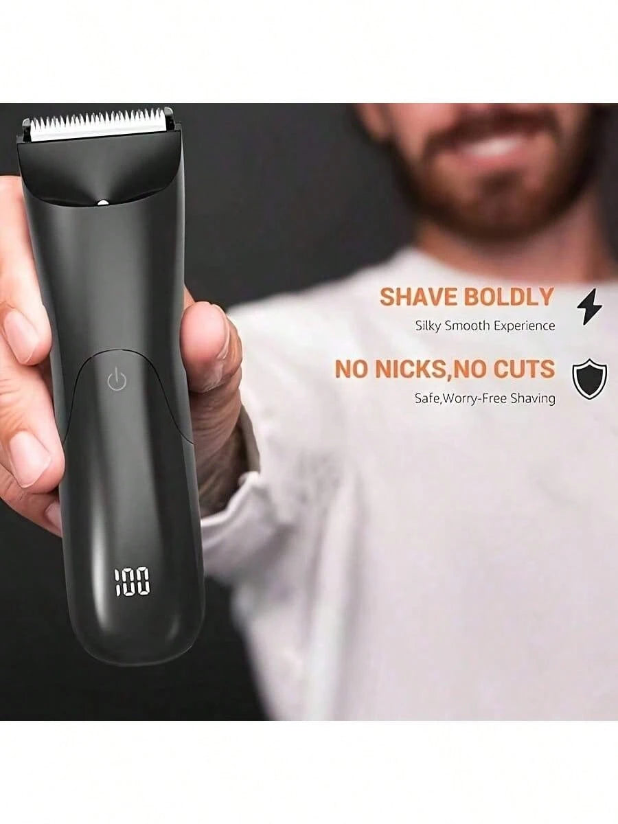 LEATVOOK Men's Electric Hair & Body Trimmer – Skin Ceramic Blade Shaver For Groin, Chest, Back, Legs – Rechargeable Male Hygiene Grooming Tool,Best Valentine's Day Gifts.