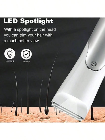 LEATVOOK Men's Electric Hair & Body Trimmer – Skin Ceramic Blade Shaver For Groin, Chest, Back, Legs – Rechargeable Male Hygiene Grooming Tool,Best Valentine's Day Gifts.