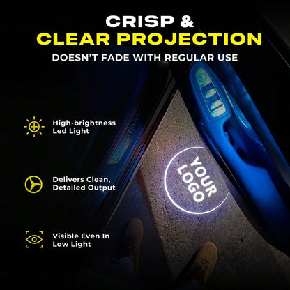 LED Car Puddle Logo Projector Light Door Lights HD Ghost Shadow Projectors Stylish Welcome Custom Lighting With Smart Sensor, Universal Fit, Easy Install, Fashion Car Decor Ambient Interior Decorative