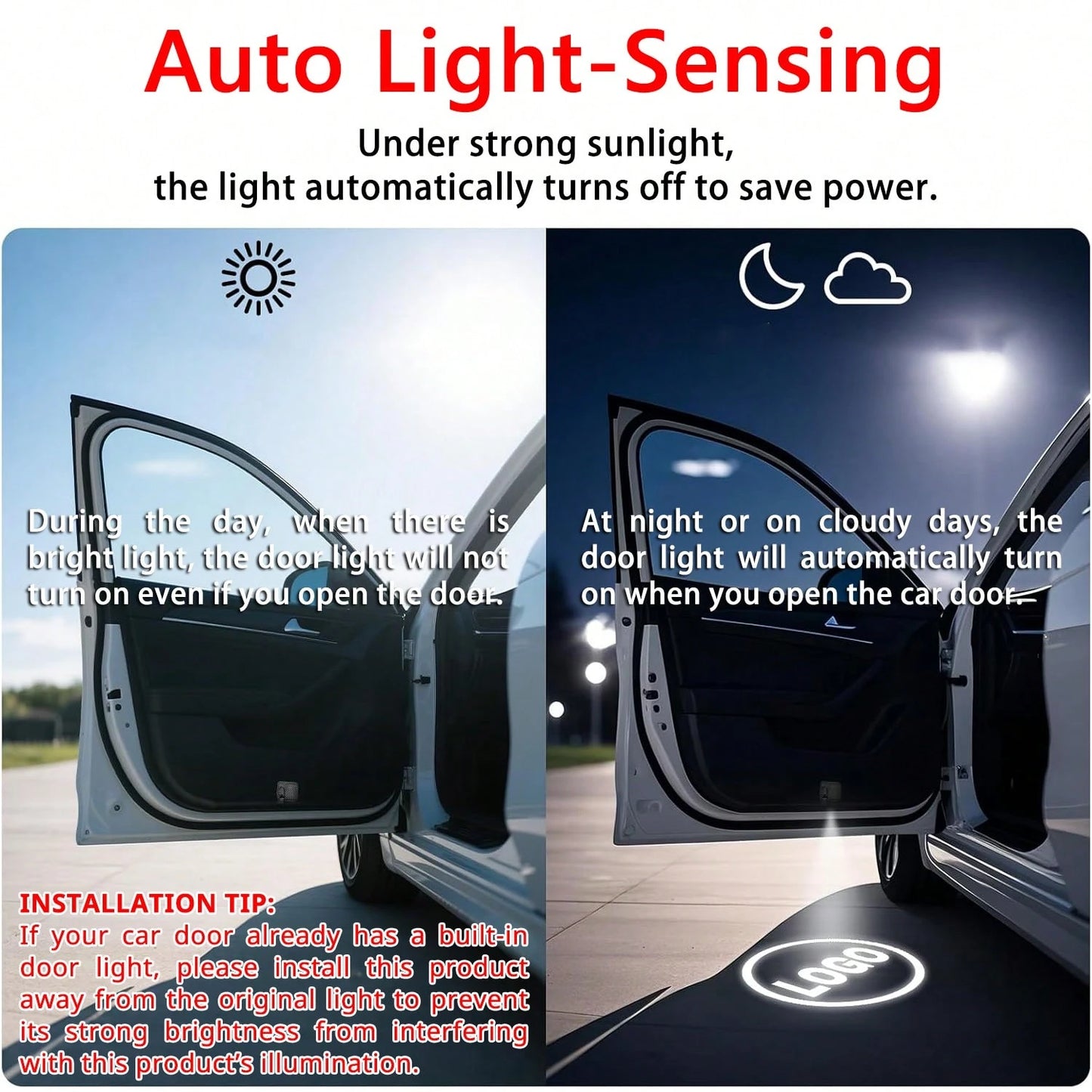 LED Car Puddle Logo Projector Light Door Lights HD Ghost Shadow Projectors Stylish Welcome Custom Lighting With Smart Sensor, Universal Fit, Easy Install, Fashion Car Decor Ambient Interior Decorative