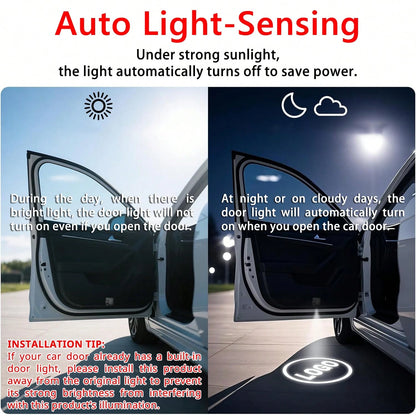 LED Car Puddle Logo Projector Light Door Lights HD Ghost Shadow Projectors Stylish Welcome Custom Lighting With Smart Sensor, Universal Fit, Easy Install, Fashion Car Decor Ambient Interior Decorative