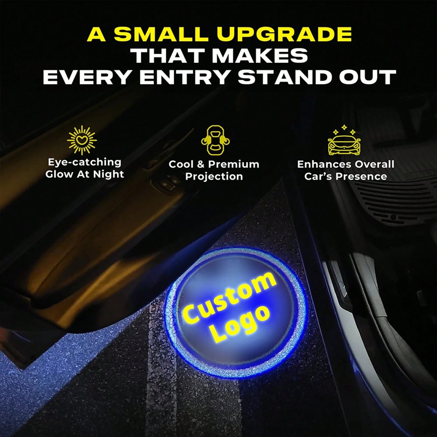 LED Car Puddle Logo Projector Light Door Lights HD Ghost Shadow Projectors Stylish Welcome Custom Lighting With Smart Sensor, Universal Fit, Easy Install, Fashion Car Decor Ambient Interior Decorative