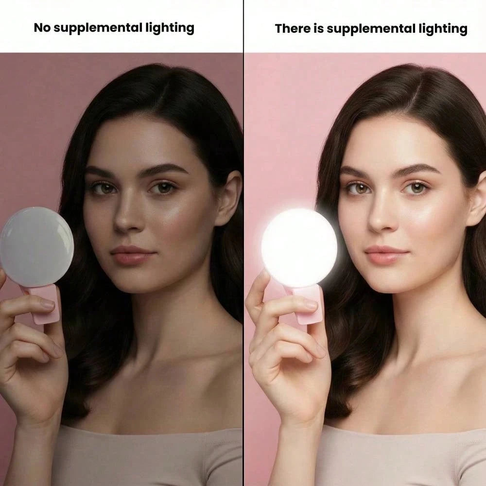 LED Selfie Light, 1pc Portable Selfie Light, Clip-On Light, Smartphone Selfie Light, Suitable For Smartphone And Computer, Suitable For Makeup, Zoom Meeting, Live Streaming, Vlog, Perfect Selfie And V