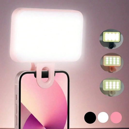 LED Selfie Light, Portable LED Light, Ring Light, Clip-On Light, 3 Lighting Modes, Mirror Light, Suitable For Smartphones And Computers, Suitable For Makeup, Zoom Meetings, Live Streaming, Vlog, Perfe