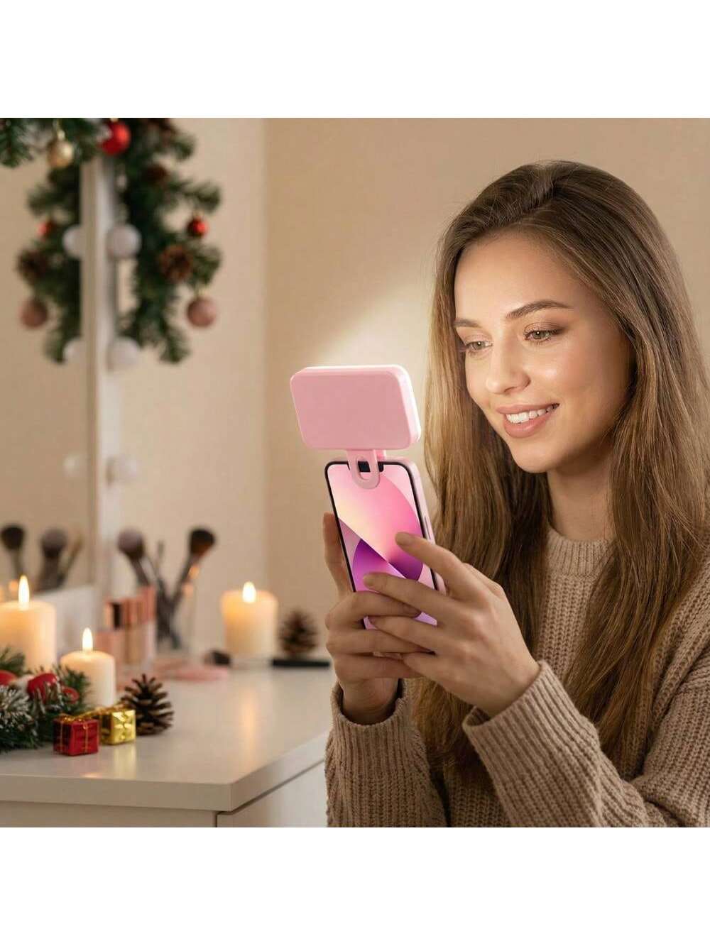 LED Selfie Light, Portable LED Light, Ring Light, Clip-On Light, 3 Lighting Modes, Mirror Light, Suitable For Smartphones And Computers, Suitable For Makeup, Zoom Meetings, Live Streaming, Vlog, Perfe
