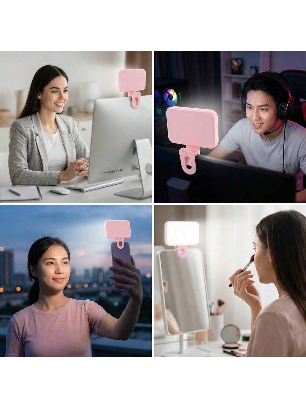 LED Selfie Light, Portable LED Light, Ring Light, Clip-On Light, 3 Lighting Modes, Mirror Light, Suitable For Smartphones And Computers, Suitable For Makeup, Zoom Meetings, Live Streaming, Vlog, Perfe