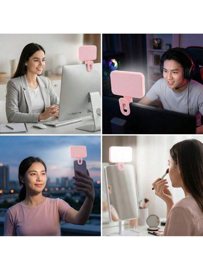 LED Selfie Light, Portable LED Light, Ring Light, Clip-On Light, 3 Lighting Modes, Mirror Light, Suitable For Smartphones And Computers, Suitable For Makeup, Zoom Meetings, Live Streaming, Vlog, Perfe