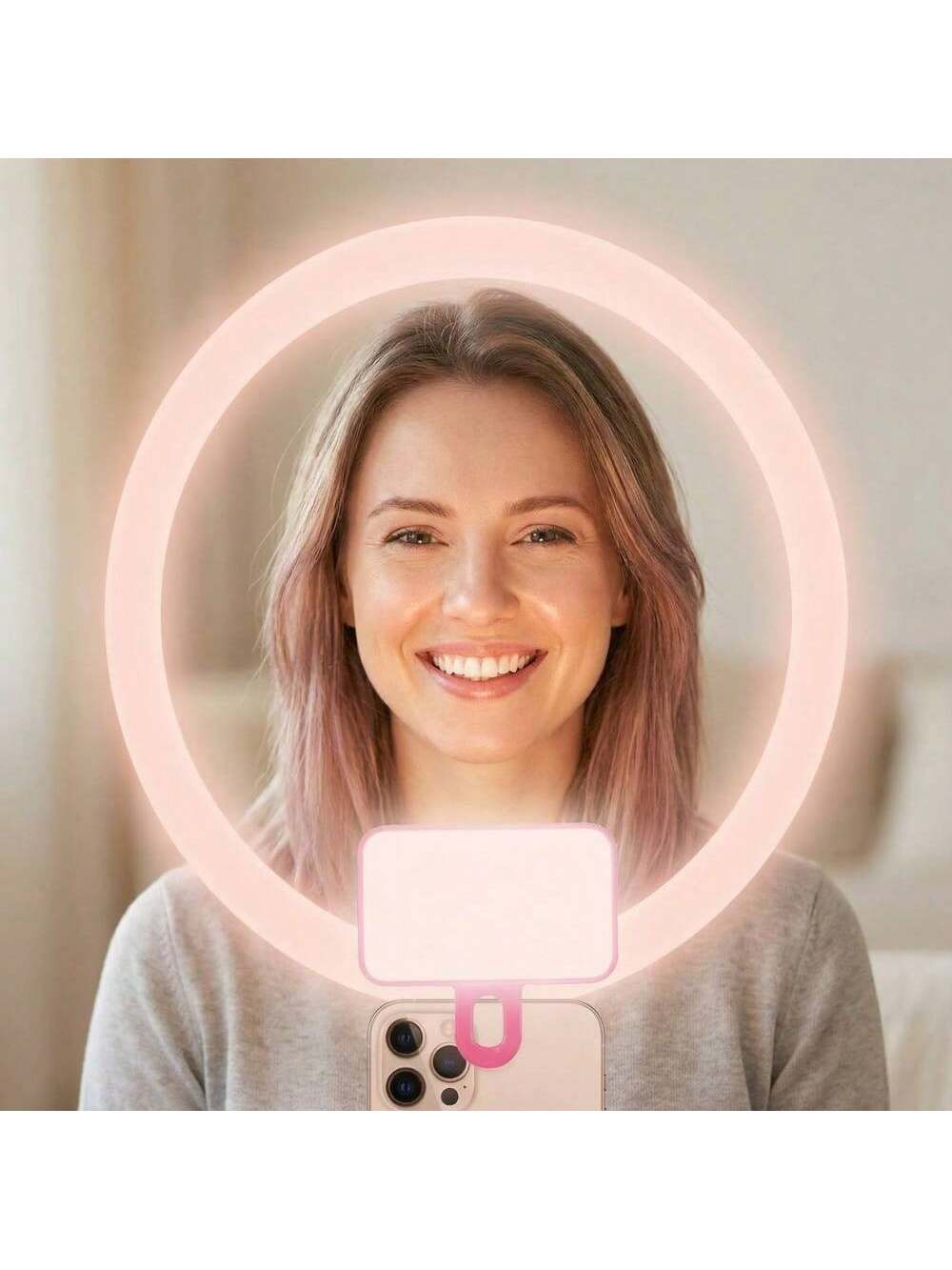 LED Selfie Light, Portable LED Light, Ring Light, Clip-On Light, 3 Lighting Modes, Mirror Light, Suitable For Smartphones And Computers, Suitable For Makeup, Zoom Meetings, Live Streaming, Vlog, Perfe