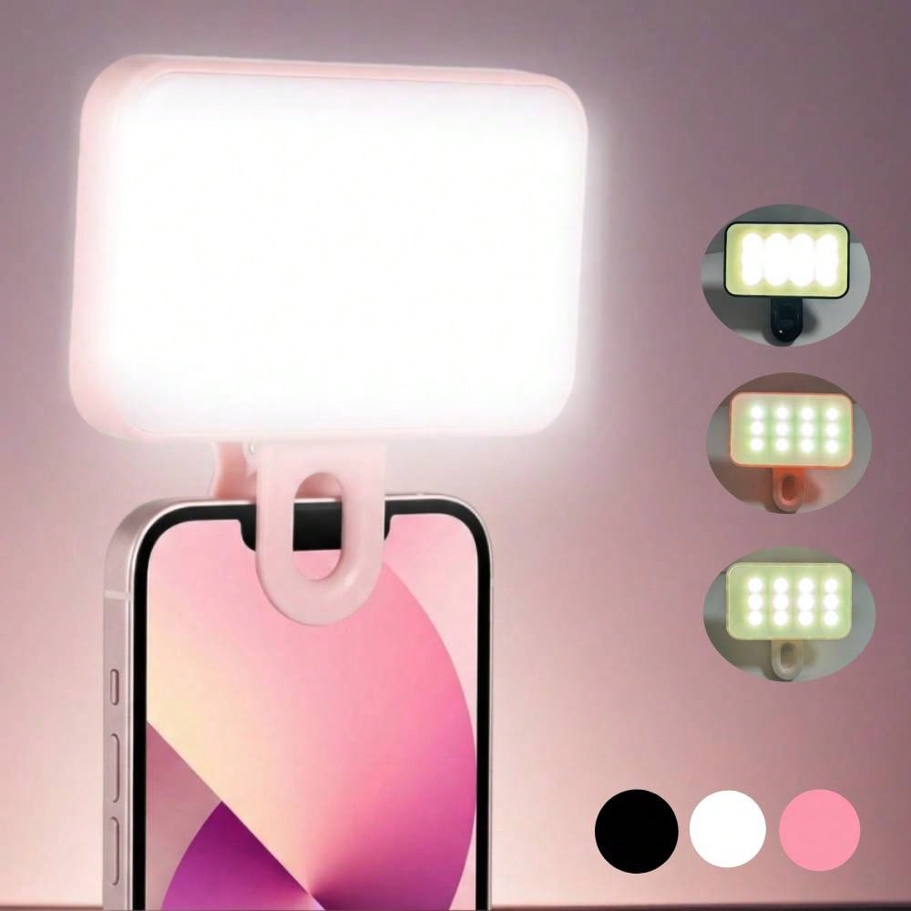 LED Selfie Light, Portable LED Light, Ring Light, Clip-On Light, 3 Lighting Modes, Mirror Light, Suitable For Smartphones And Computers, Suitable For Makeup, Zoom Meetings, Live Streaming, Vlog, Perfe