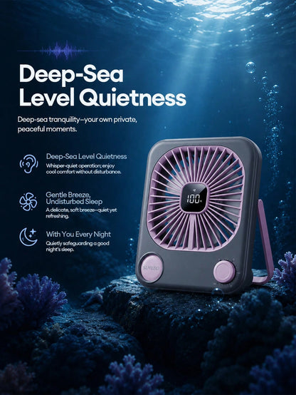 Lenovo SUNYAO FS002 Ultra-Thin Desktop Circulation Mini Fan, 100-Speed Stepless Adjustment, 1200mAh Large Capacity Long Battery Life, LED Digital Battery Display, 40dB Deep Sea Quiet Low Noise, Foldab