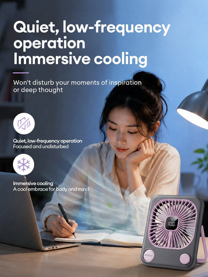 Lenovo SUNYAO FS002 Ultra-Thin Desktop Circulation Mini Fan, 100-Speed Stepless Adjustment, 1200mAh Large Capacity Long Battery Life, LED Digital Battery Display, 40dB Deep Sea Quiet Low Noise, Foldab