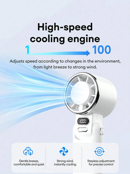 Lenovo SUNYAO FS005 Semiconductor Ice-Feel Handheld Mini Fan TEC Rapid Cooling Ice Compress Refrigeration Foldable Portable Electric Fan 100-Level Stepless Speed Adjustment LED Digital Display Battery