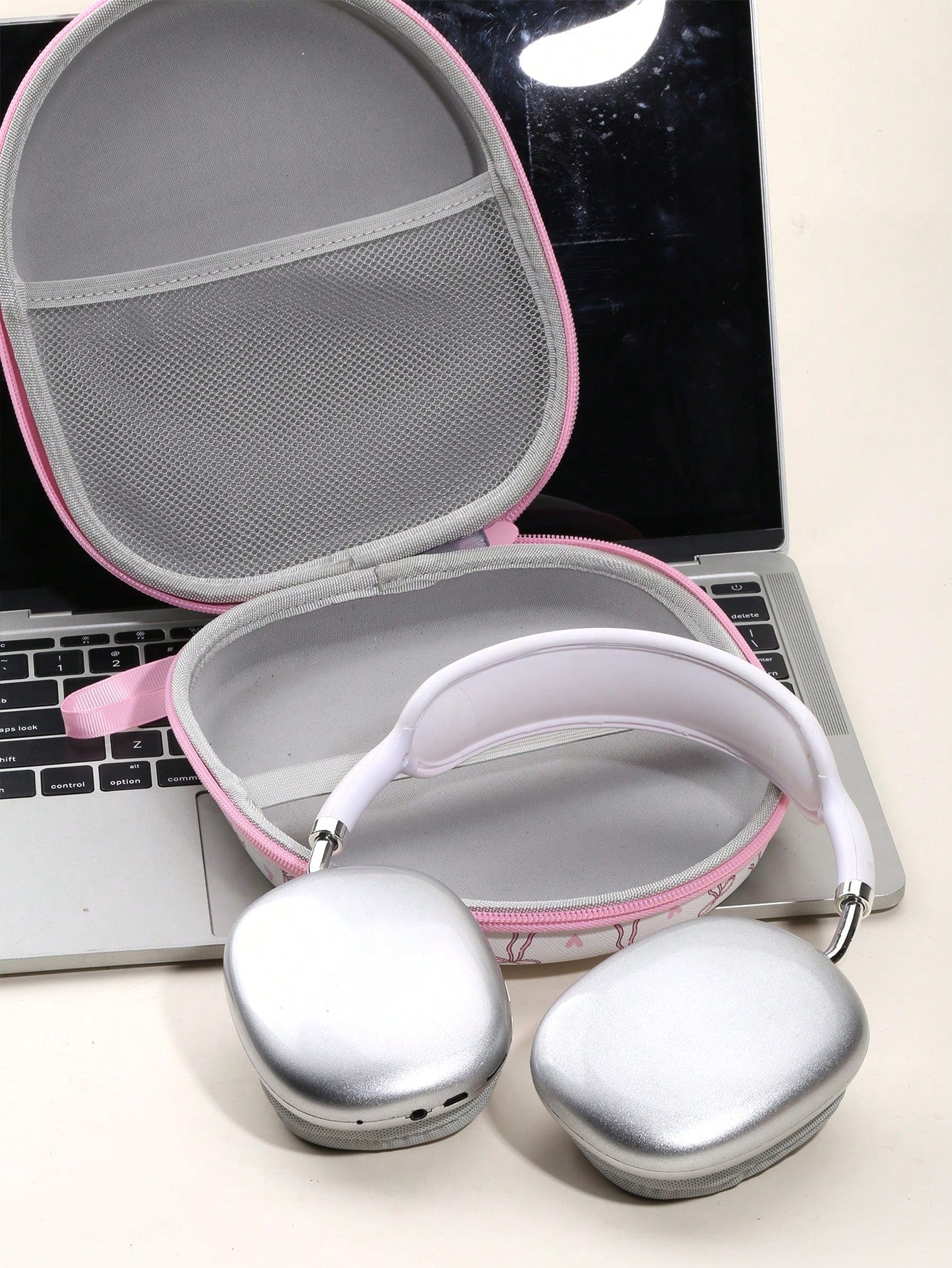 Leopard Print Pink Earphone Storage Bag & Protective Case, Hard Shell Storage Box With Soft Lining, Mesh Pocket, Portable Travel Storage Box, Compatible With Apple Earphones
