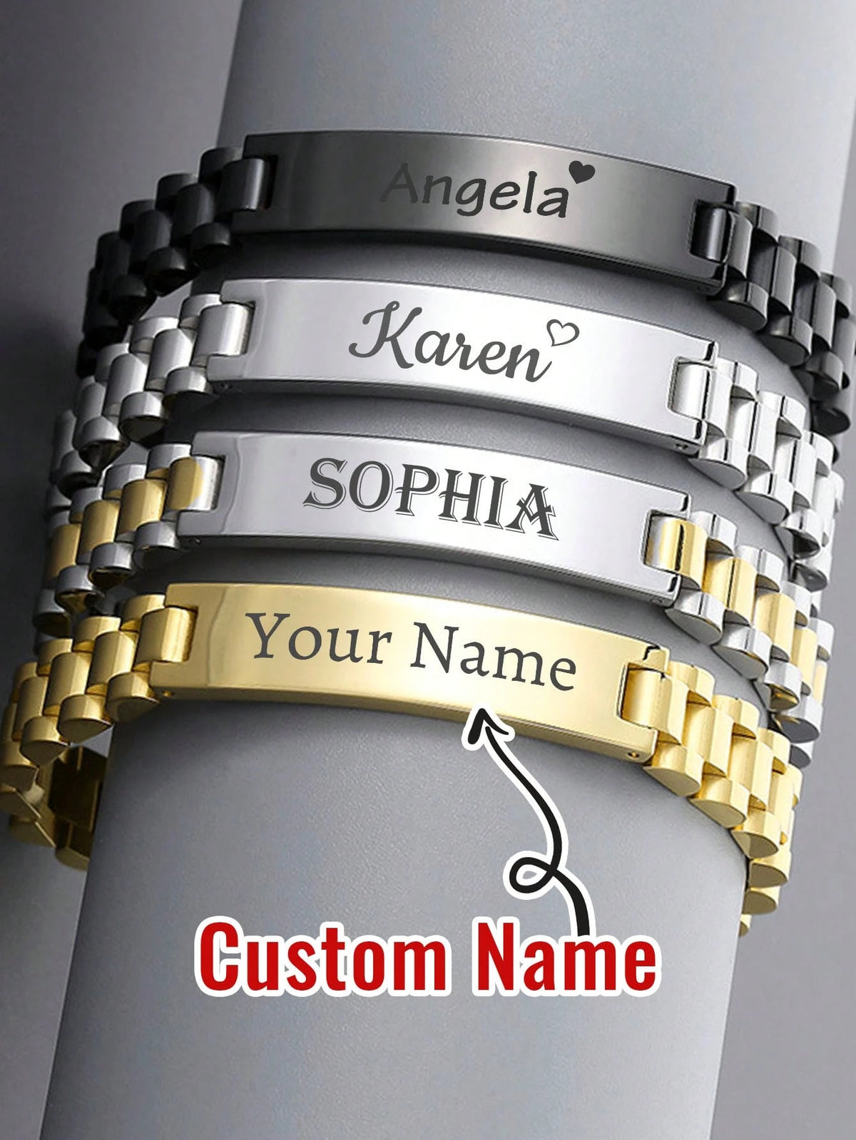 LICVIC Custom Men's Bracelet, Personalized Stainless Steel Bracelet, Customized Couple Bracelet, Customizable Jewelry, Birthday, Wedding, Valentine's Gift