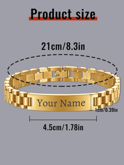 LICVIC Custom Men's Bracelet, Personalized Stainless Steel Bracelet, Customized Couple Bracelet, Customizable Jewelry, Birthday, Wedding, Valentine's Gift