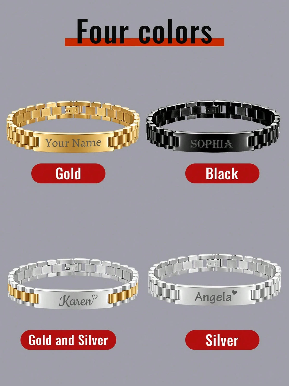 LICVIC Custom Men's Bracelet, Personalized Stainless Steel Bracelet, Customized Couple Bracelet, Customizable Jewelry, Birthday, Wedding, Valentine's Gift