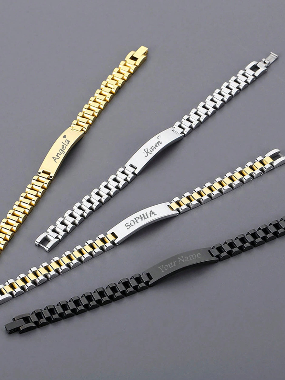 LICVIC Custom Men's Bracelet, Personalized Stainless Steel Bracelet, Customized Couple Bracelet, Customizable Jewelry, Birthday, Wedding, Valentine's Gift