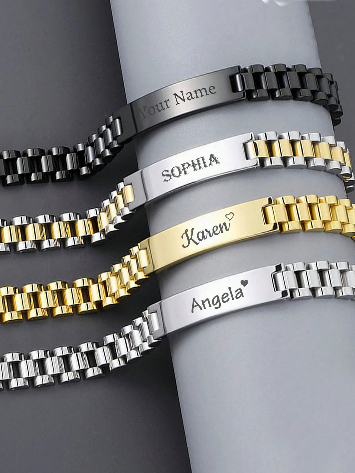 LICVIC Custom Men's Bracelet, Personalized Stainless Steel Bracelet, Customized Couple Bracelet, Customizable Jewelry, Birthday, Wedding, Valentine's Gift