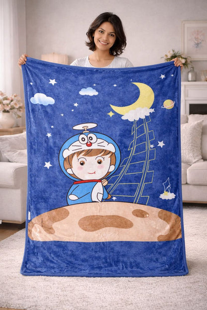 Lightweight Soft Plush Velvet Fleece 2 way Printed Blanket for 1 -7 Year Olds - Astronaut