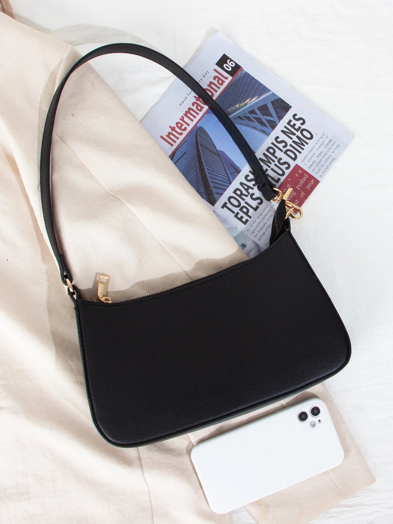 Lightweight,Business Casual Minimalist Zipper Up Shoulder Bag For Teen Girls Women