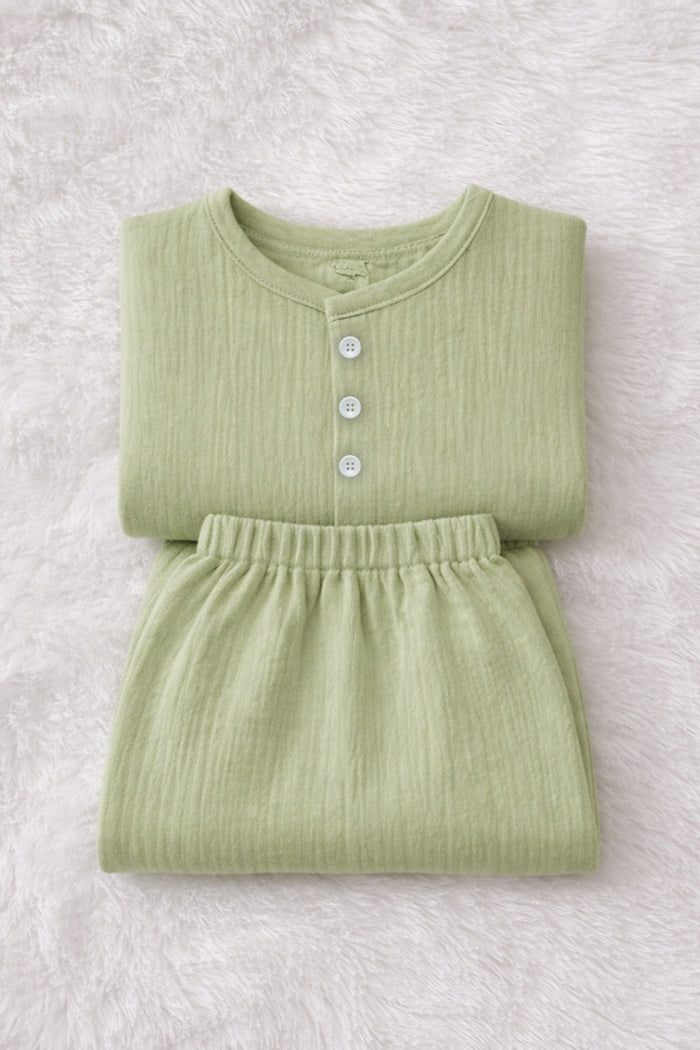 Lime Green| Premium Crinkled Double Layered Soft Unisex Muslin Set for New Born to 6 Years