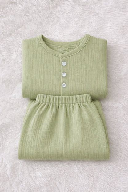 Lime Green| Premium Crinkled Double Layered Soft Unisex Muslin Set for New Born to 6 Years