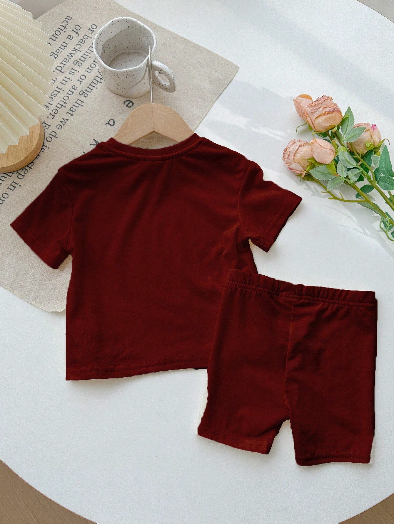 LMoss Kids Baby Girl Casual Minimalist Short Sleeve Shorts Set, Suitable For Summer