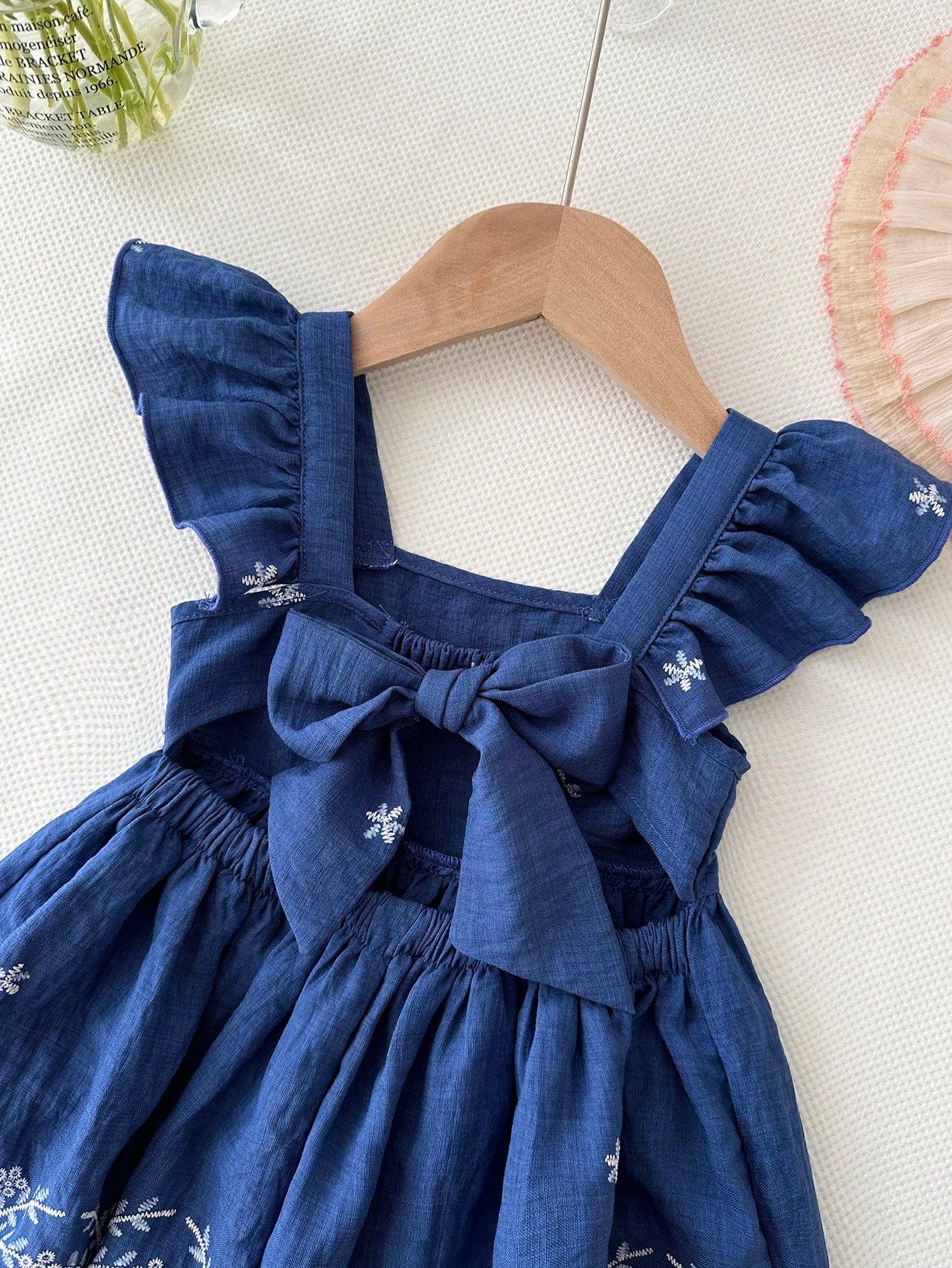 LMoss Kids LMoss Baby Girl Woven Ditsy Floral Square Collar Ruffle Hem Casual Dress