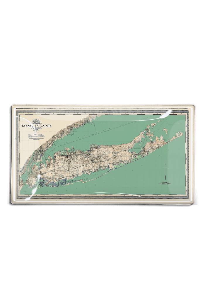 Long Island Sea Coast Map Decoupage Glass Tray - Ben's Garden