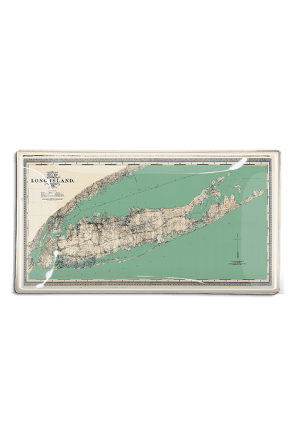 Long Island Sea Coast Map Decoupage Glass Tray - Ben's Garden