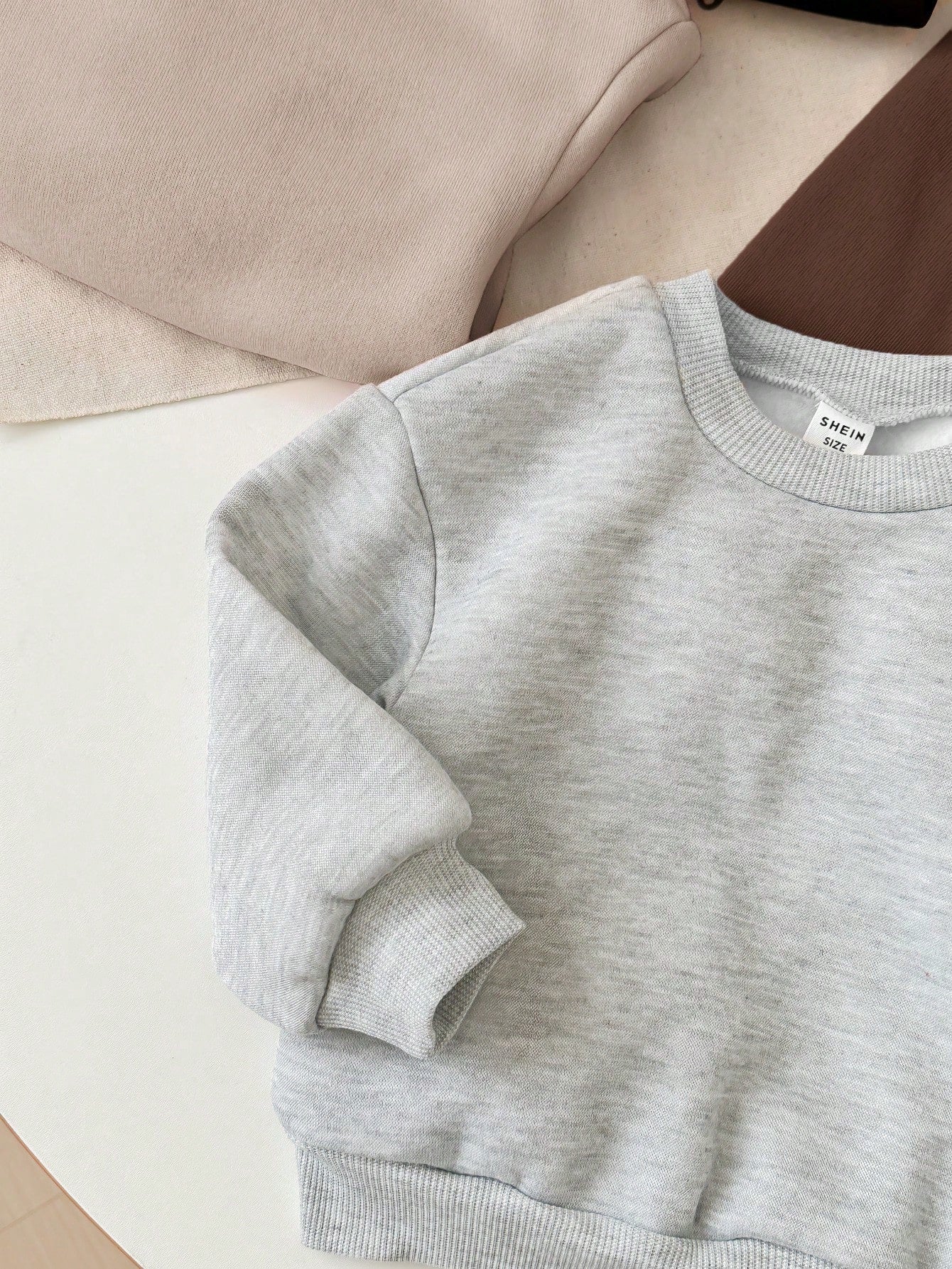 Loomiva 4pcs/Set Cute Solid Color Thermal Lined Long Sleeve Sweatshirt, Versatile For Baby Girls, Autumn & Winter