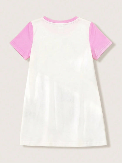 LOONEY TUNES X Baby Girl Cute Cartoon Print Round Neck Short Sleeve Loungewear Nightgown