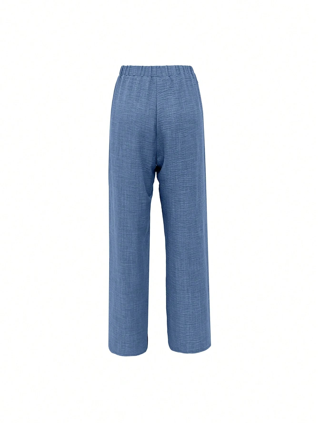 Louniche Women's Casual Side Lace Solid Denim Effect Long Pants Fall Cloth For Women