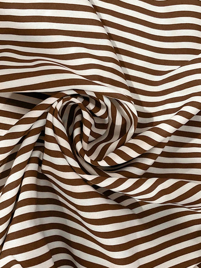 Louniche Women's Casual Striped V-Neck Top, Brown And White Color Block, Short Puff Sleeve With Contrast Trim, Loose Fit Everyday Blouse For Women, Women's Summer Top, Women's Office Top