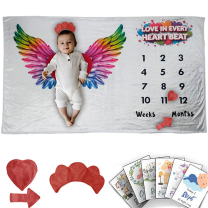 Love Beats - Milestone Blanket Quilt with 6 Milestone Cards and Markers