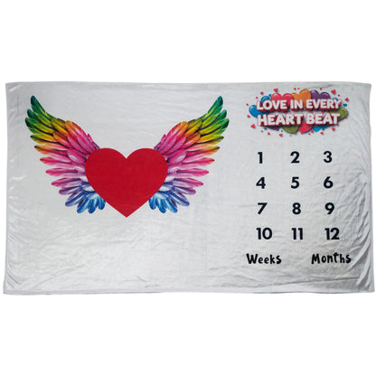 Love Beats - Milestone Blanket Quilt with 6 Milestone Cards and Markers