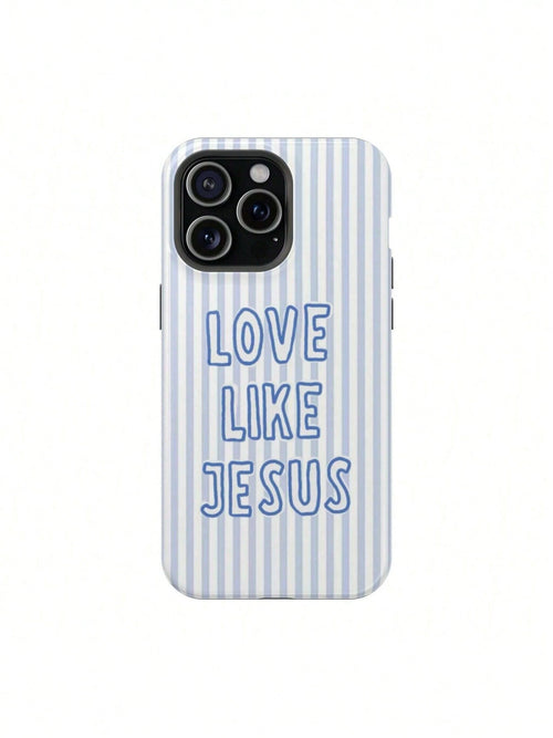 "Love Like Jesus" Christian Phone Case- Blue Stripe & Bible Verse Aesthetic For IPhone| Suitable For IPhone17/IPhone17 Air/IPhone17 Pro/IPhone17 Pro Max/16 Pro Max/15 Pro Max/14 Pro Max/13 Pro M