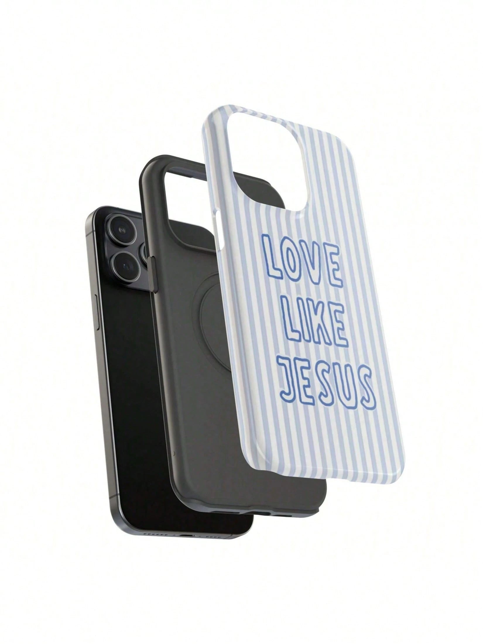 "Love Like Jesus" Christian Phone Case- Blue Stripe & Bible Verse Aesthetic For IPhone| Suitable For IPhone17/IPhone17 Air/IPhone17 Pro/IPhone17 Pro Max/16 Pro Max/15 Pro Max/14 Pro Max/13 Pro M