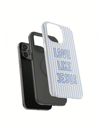 "Love Like Jesus" Christian Phone Case- Blue Stripe & Bible Verse Aesthetic For IPhone| Suitable For IPhone17/IPhone17 Air/IPhone17 Pro/IPhone17 Pro Max/16 Pro Max/15 Pro Max/14 Pro Max/13 Pro M