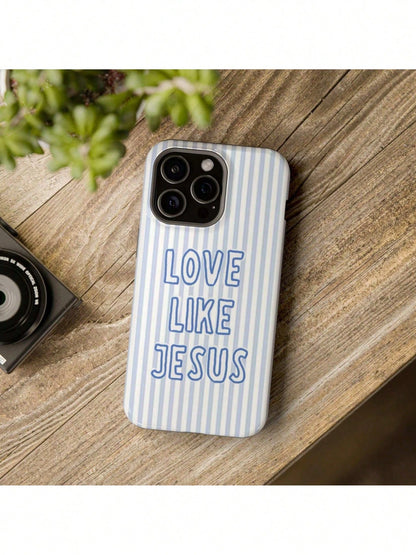 "Love Like Jesus" Christian Phone Case- Blue Stripe & Bible Verse Aesthetic For IPhone| Suitable For IPhone17/IPhone17 Air/IPhone17 Pro/IPhone17 Pro Max/16 Pro Max/15 Pro Max/14 Pro Max/13 Pro M