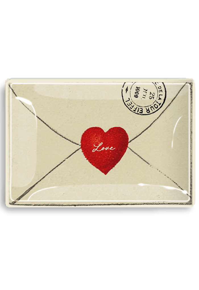 Love Script Envelope With Heart Decoupage Glass Tray - Ben's Garden