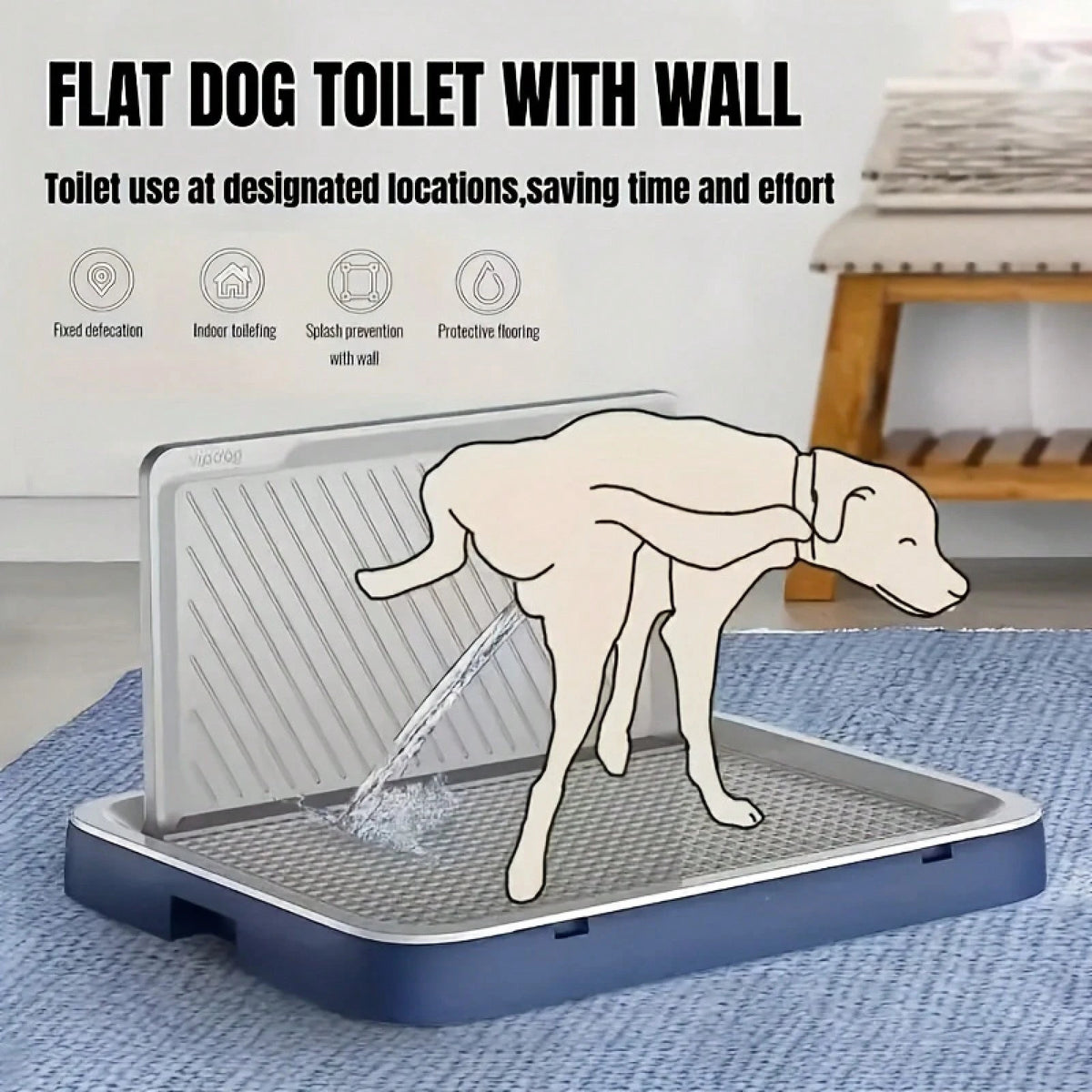 LOVEWE Splash-Proof Wall-Mounted Dog Toilet- Thickened Polypropylene Pet Litter Tray, Removable Easy-Clean For Small & Medium Dogs