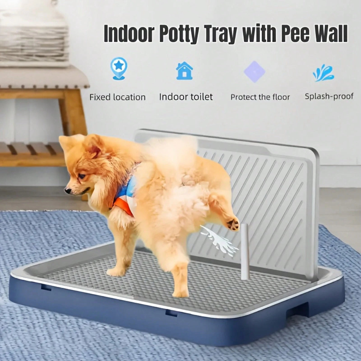 LOVEWE Splash-Proof Wall-Mounted Dog Toilet- Thickened Polypropylene Pet Litter Tray, Removable Easy-Clean For Small & Medium Dogs