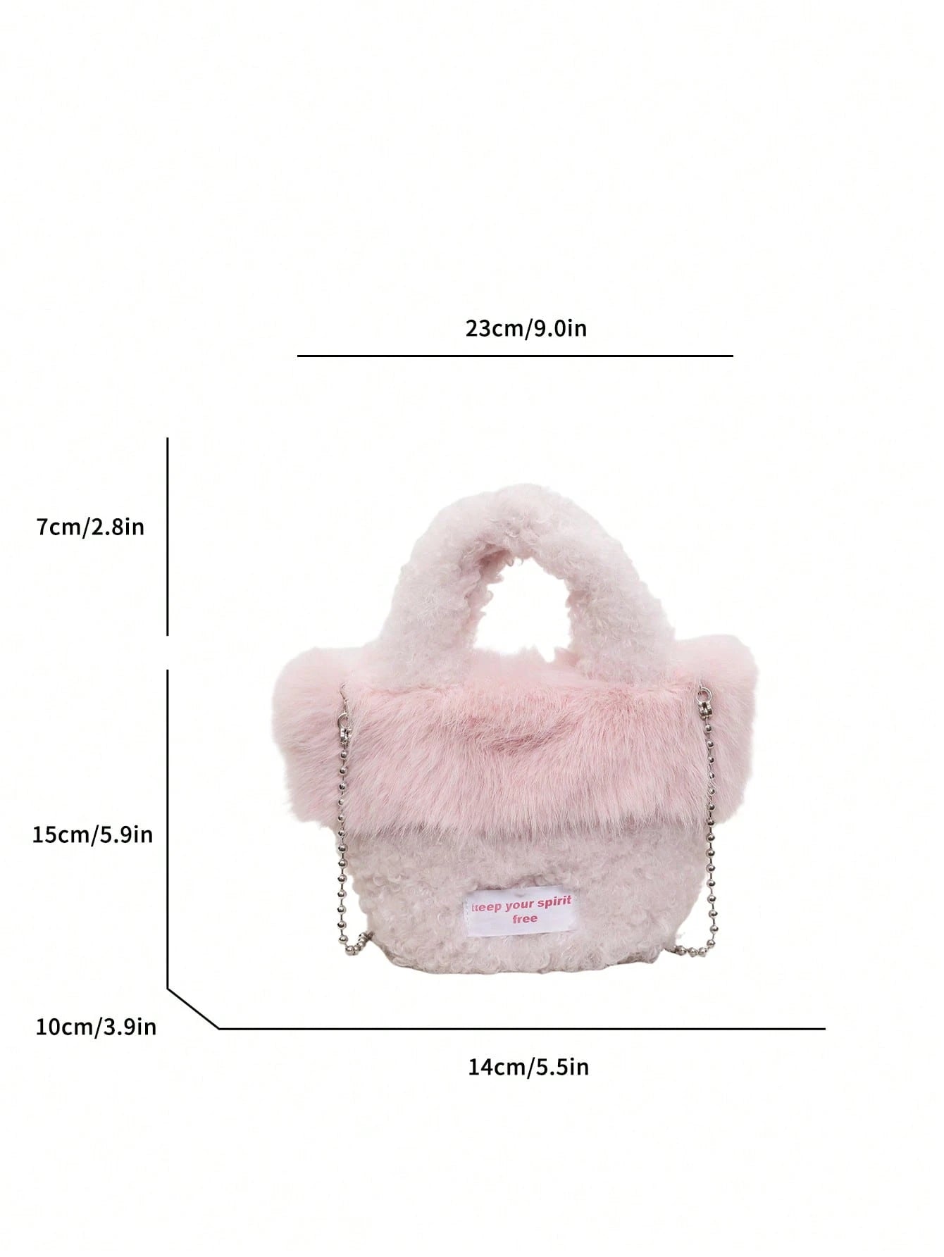 low tea 1pc Small Bucket Plush Fabric Handbag With Chain Strap, Suitable For Commuting, Shopping, Etc.